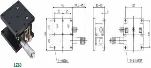 Z Axis 60 * 60mm Optical Displacement Platform Micrometer Adjustable Sliding Stage Sliding Table LZ60 in Saudi Arabia