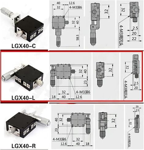 X Axis 40 * 40mm micrometer Guide type Rail Type Platform Manual Divished Sliding Table LGX40-R X40-C X40-L (LGX40-C) in Saudi Arabia