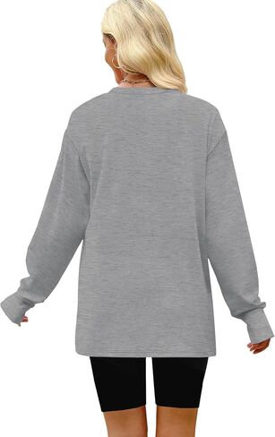 OFEEFAN Oversized Tshirts for Women Thumb Hole Long Sleeve Workout Tops Crewneck Tee Y2K Clothes Fall Fashion Clothing in Saudi Arabia