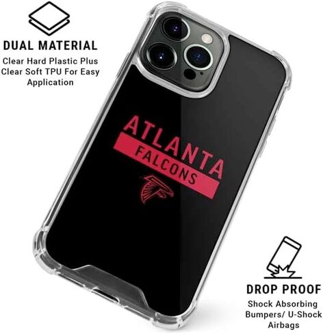 Skinit Clear Phone Case Compatible with iPhone 15 Pro Max - Officially Licensed NFL Atlanta Falcons Black Performance Series Design in Saudi Arabia