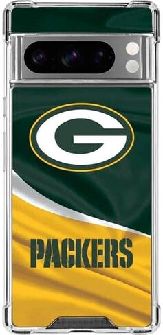 Skinit Clear Phone Case متوافق مع Google Pixel 8 Pro - تصميم NFL Green Bay Packers المرخص رسميًا in Saudi Arabia