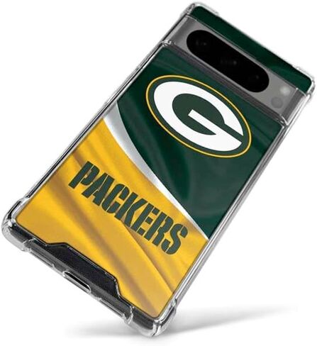 Skinit Clear Phone Case متوافق مع Google Pixel 8 Pro - تصميم NFL Green Bay Packers المرخص رسميًا in Saudi Arabia