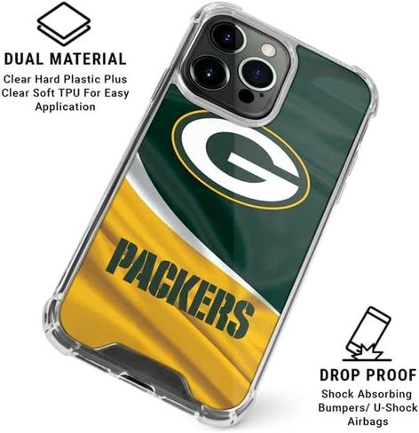 Skinit Clear Phone Case متوافق مع iPhone 16 Pro Max - تصميم NFL Green Bay Packers المرخص رسميًا in Saudi Arabia
