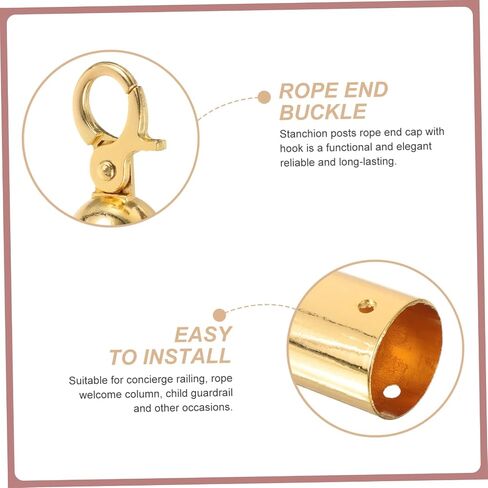 Stainless Steel Cord End Caps with Hook Rope End Stoppers for Stanchion Posts and Concierge Railings Reliable Decking Rope Fittings for Outdoor Use in Saudi Arabia