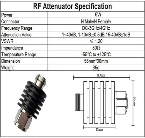 5W N ذكر إلى الإناث RF ETENUATOR 1DB-50DB ، 50 OHM DC-4GHZ BOSSING (5DB ، 3G) in Kuwait