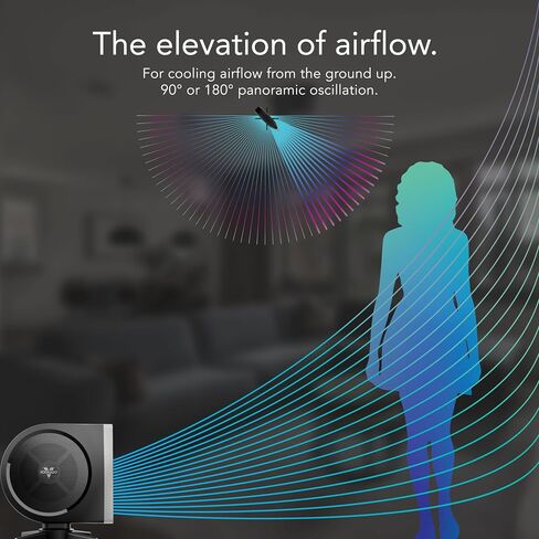 Vornado STRATA Compact Oscillating Fan with Remote, 19 Inch, High Velocity Air Circulator, Quiet Powerful Fan, 5 Speeds, Touch Control, Black in Kuwait