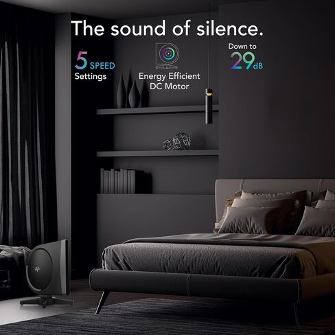 Vornado STRATA Compact Oscillating Fan with Remote, 19 Inch, High Velocity Air Circulator, Quiet Powerful Fan, 5 Speeds, Touch Control, Black in Kuwait