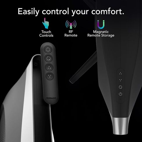 Vornado STRATA Compact Oscillating Fan with Remote, 19 Inch, High Velocity Air Circulator, Quiet Powerful Fan, 5 Speeds, Touch Control, Black in Kuwait