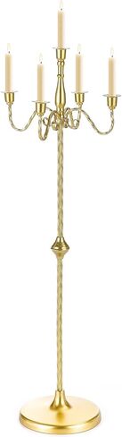 42.7 بوصة من شمعة الشمعة مجموعة شمعة من 2 ، 5 سلاح من حاملي الشموع الذهبية ، شمعدان طويل القامة للشموع الفاتحة ، الشمعدانات الدائمة المعدنية لحفل عيد ميلاد حفل زفاف منزل المنزل in Kuwait