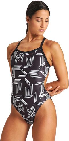 ARENA Women's Puzzled Print Challenge Back One Piece Swimsuit for Competitive Or Casual Swim in Kuwait