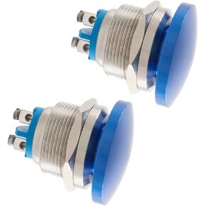 2 PCS Mushroom Head Push Dotte ، Formarary Formary IP65 Metal Start Button- 1No On Off Mouting Domed Screw Terminal SPST 1A 250V in Saudi Arabia