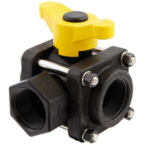 Banjo V150SL Polypropylene Side Load Valve ، ثلاث قطع ، ثلاث طرق ، منفذ كامل ، 1-1/2 "NPT أنثى in Kuwait