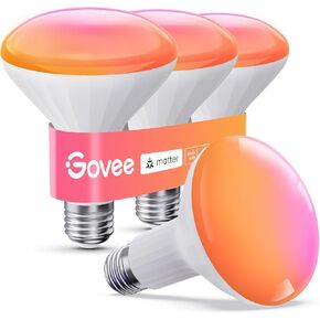 Govee BR30 Smart Light Bulbs, Works with Matter, Alexa and Google Assistant, LED Light Bulb, WiFi RGBWW Color Changing Flood Light Bulbs, Recessed Can Light Bulb, 2.4Ghz only, 850 Lumen, 4 Pack in Kuwait