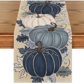 Artoid Mode Blue and White Porcelain Pumpkin Ink 210 GSM Fall Table Runner, Seasonal Autumn Kitchen Dining Table Decoration for Home Party Decor 13x72 Inch in Saudi Arabia
