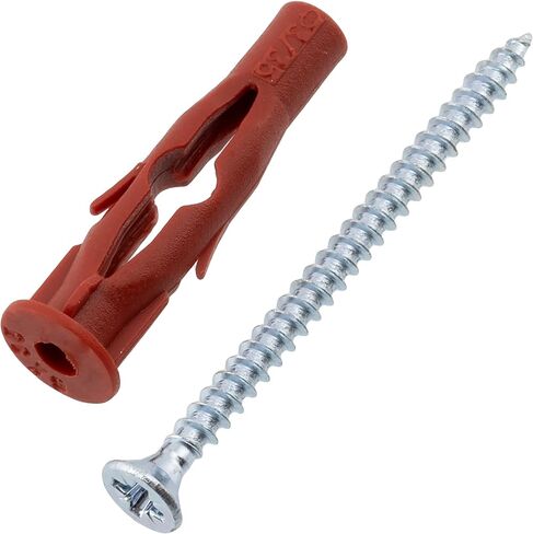 C65059 – Set of 25 dowels 6 x 35 mm for plasterboard/aerated concrete + 25 screws Ø3.5 x 50 mm with milled head - nylon/metal - fixing materials hollow brick work drilling in Saudi Arabia