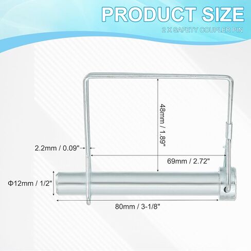 Patikil Trailer Acpler Pin 1/2x3-1/8 ، 2 PCS مربع سلك قفل دبوس دبوس قفل دبابيس الأمان PTO دبوس لوزن لجرار مزرعة القارب TRACK TRACK (12x80mm) in Saudi Arabia
