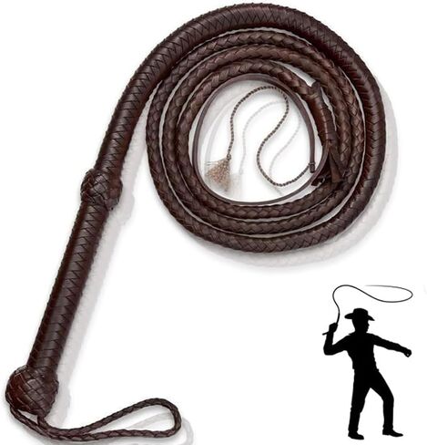 Bullwhip Genuine Leather Indiana Jones Style Whip, Cowhide Leather Whips Brown 4ft, 6ft, 8ft in Saudi Arabia
