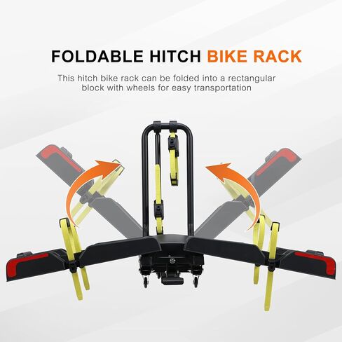 2 E-Bike Foldable Hitch Mount Bike Rack for 2" Receiver SUV & Trucks, Up to 4'' Fat Tire, Lockable Hitch Racks for E-Bike with Ramp and Wheels, 180 LBS Capacity in Kuwait