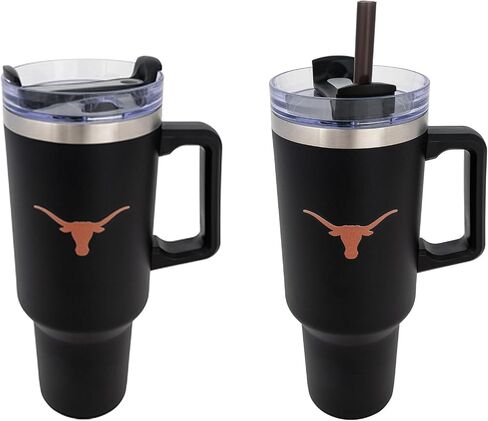 Desert Cactus University of Texas Longhorns UT Austin Large Insulated Stainless Steel Handle Lid Straw Reusable Double Walled Cup Hot Cold Drinkware Laser Etched (40oz Ounce Rally Tumbler Design F) in Saudi Arabia