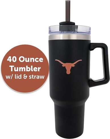 Desert Cactus University of Texas Longhorns UT Austin Large Insulated Stainless Steel Handle Lid Straw Reusable Double Walled Cup Hot Cold Drinkware Laser Etched (40oz Ounce Rally Tumbler Design F) in Saudi Arabia