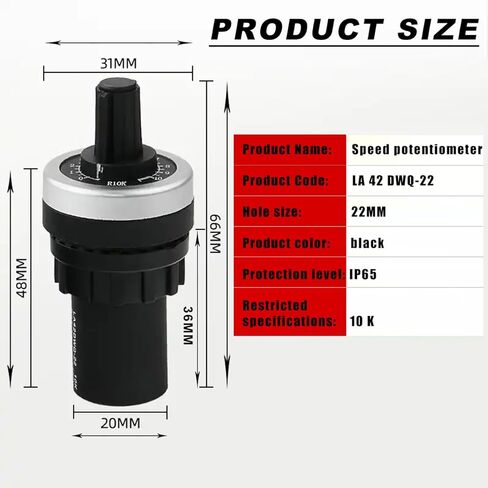 Haoduoqian LA42DWQ-22 Potentiometer ، 4pcs 10k أوم LA42DWQ-22 22 مم دوار الجهد المتغير سرعة محرك الجهد العاكس in Kuwait
