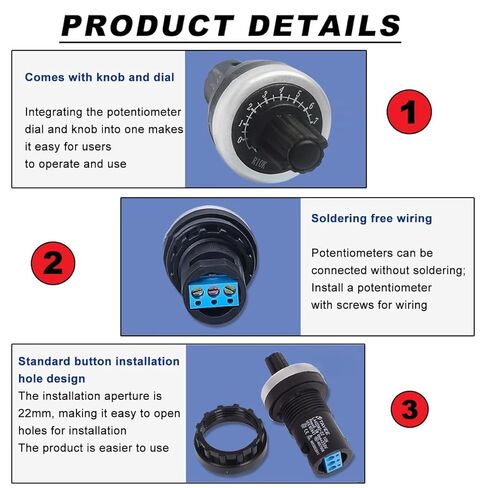 Haoduoqian LA42DWQ-22 Potentiometer ، 4pcs 10k أوم LA42DWQ-22 22 مم دوار الجهد المتغير سرعة محرك الجهد العاكس in Kuwait