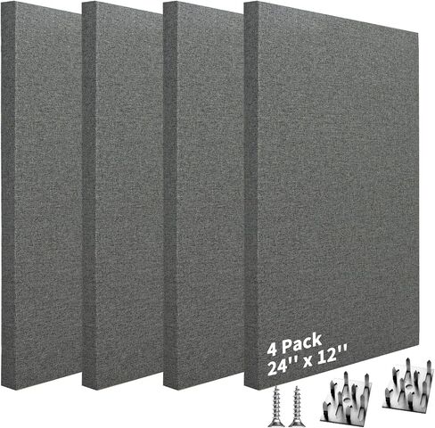 Art3Dwallpanels 4 PCS لوحات صوتية ، 24''x12 '' ألواح الجدران المقاومة للصوت ، ألواح امتصاص صوت التثبيت السهلة للاستوديوهات ، المكتب ، المسرح المنزلي ، رمادي غامق in Kuwait