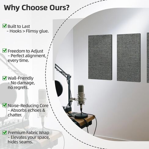 Art3Dwallpanels 4 PCS لوحات صوتية ، 24''x12 '' ألواح الجدران المقاومة للصوت ، ألواح امتصاص صوت التثبيت السهلة للاستوديوهات ، المكتب ، المسرح المنزلي ، رمادي غامق in Kuwait
