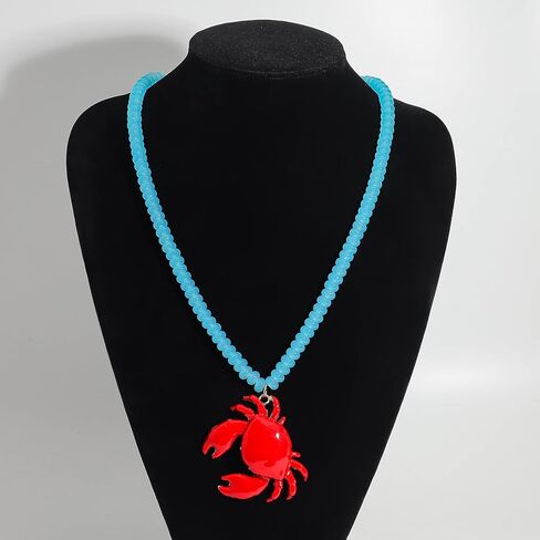 قلادة قلادة جراد البحر الأحمر الأزرق العميق للنساء ، بوهو ، هدية مجوهرات بوهو الصيفية لارتداء كل يوم in Kuwait