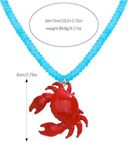 قلادة قلادة جراد البحر الأحمر الأزرق العميق للنساء ، بوهو ، هدية مجوهرات بوهو الصيفية لارتداء كل يوم in Kuwait