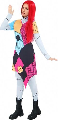 LILLIWEEN Womens Night Before Christmas Sally Costume Dress Halloween Cosplay Costumes in Saudi Arabia