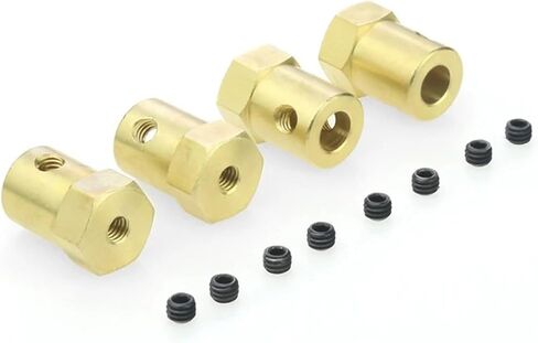 4pcs 5mm Bore Brass Adapter Adapter Hexagonal Rapling Acpler for Car Wheels Robot مع موصل نقل المحرك المسمار in Saudi Arabia