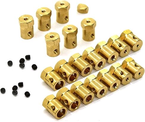 4pcs 5mm Bore Brass Adapter Adapter Hexagonal Rapling Acpler for Car Wheels Robot مع موصل نقل المحرك المسمار in Saudi Arabia