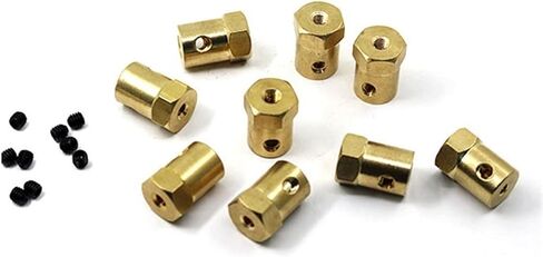 4pcs 5mm Bore Brass Adapter Adapter Hexagonal Rapling Acpler for Car Wheels Robot مع موصل نقل المحرك المسمار in Saudi Arabia