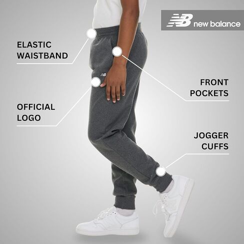 New Balance Boys Fleece Jogger 3 Pack – Kids Soft Cotton Blend Fleece Sweatpants with Pockets, Athletic Fit, Sizes 4-20 in Saudi Arabia