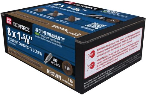 Grip-Rite GRDFCS158ACA1 DeckForce #8 x 1-5/8" Nano Coated Composite Deck Screws, Brown, 1lb Box in Saudi Arabia