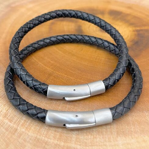 Unisex Antique Braided Leather Bracelet | Handmade Genuine Leather Wristband with Push-Button Stainless Steel Clasp | Timeless Gift for Men and Women in Premium Slide-Out Gift Box in Kuwait