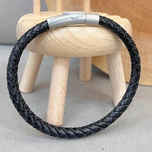 Unisex Antique Braided Leather Bracelet | Handmade Genuine Leather Wristband with Push-Button Stainless Steel Clasp | Timeless Gift for Men and Women in Premium Slide-Out Gift Box in Kuwait