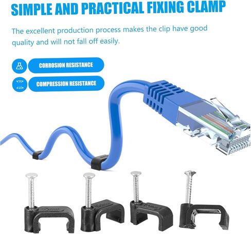 100Pcs Black J Shaped Half Clamps for Cable Fixing Durable Wire Bundle Clips Multi Functional Tubing Fixing Supplies Strong Fastening Force for Home and Office Use in Saudi Arabia
