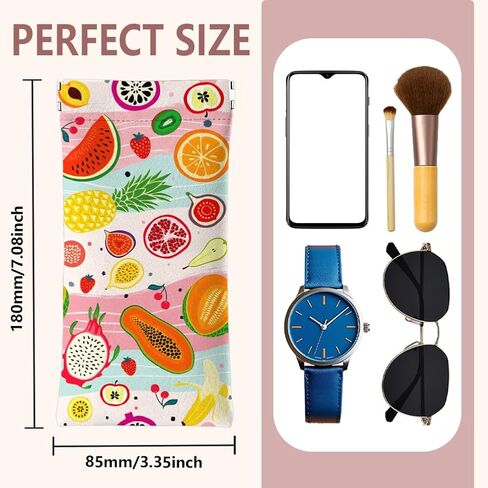 GLOBLELAND Mushrooms Soft Glasses Case Moon Phases Butterflies Squeeze Top Eyeglass Case Travel PU Leather Sunglass Bag Portable Sunglasses Pouch for Women Men in Saudi Arabia