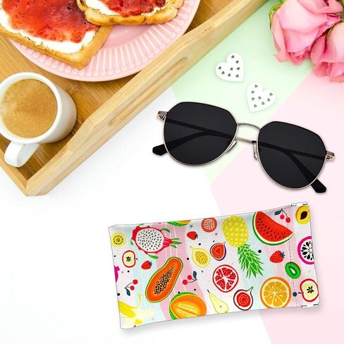 GLOBLELAND Mushrooms Soft Glasses Case Moon Phases Butterflies Squeeze Top Eyeglass Case Travel PU Leather Sunglass Bag Portable Sunglasses Pouch for Women Men in Saudi Arabia