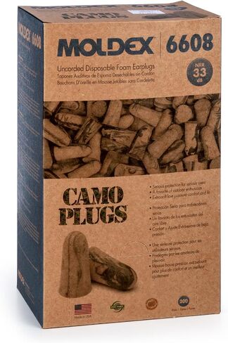 Moldex Camo Plugs® Uncorded Foam Earplugs – Comfortable Disposable Ear Plugs for Hearing Protection, NRR 33dB Noise Reduction, Camouflage Pattern, 200 Pairs, 6608 in Saudi Arabia
