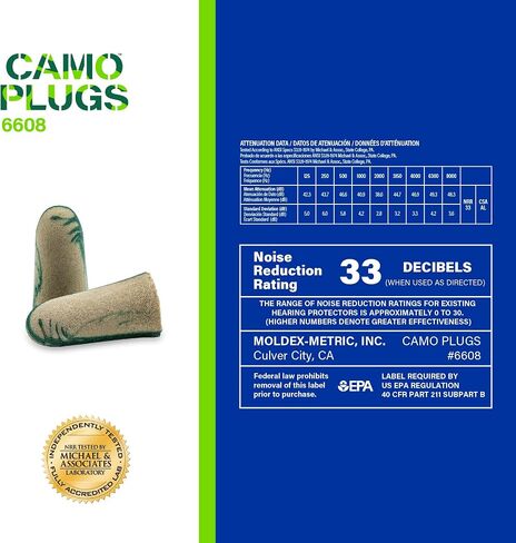Moldex Camo Plugs® Uncorded Foam Earplugs – Comfortable Disposable Ear Plugs for Hearing Protection, NRR 33dB Noise Reduction, Camouflage Pattern, 200 Pairs, 6608 in Saudi Arabia
