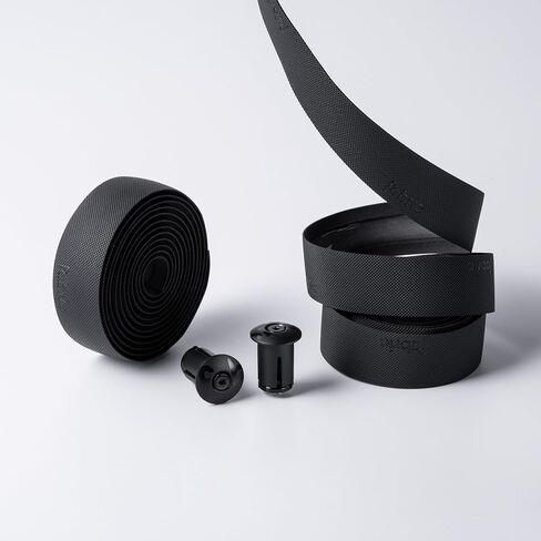 شريط Knurl Handlebar - شريط شريط الدراجة على الطريق مع مقابس المقود وشرائط تشطيب - 200 × 3 سم - 2.5 مم - أسود in Kuwait
