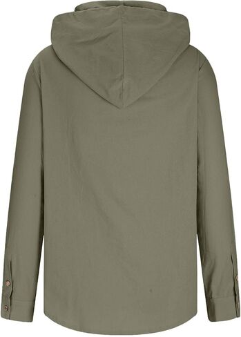 رجال من الكتان القطني هوديي الأكمام الطويلة لأسفل قميص خريف سمر الصيف أزياء غير رسمية على شاطئ الشاطئ قميص خفيف الوزن in Kuwait