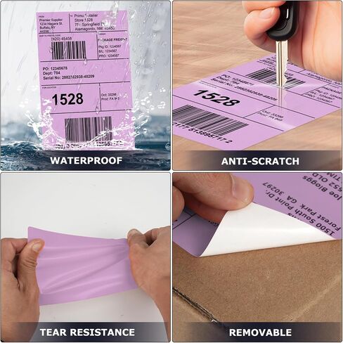 Khaki Direct Thermal Labels 4 × 6 Inch Vinyl Self-Adhesive Fanfold Shipping Stickers Waterproof Perforated Printer Decal for Office School Warehouse 500 PCS in Saudi Arabia