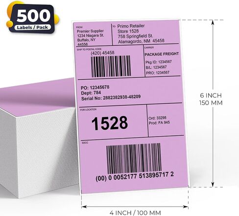 Khaki Direct Thermal Labels 4 × 6 Inch Vinyl Self-Adhesive Fanfold Shipping Stickers Waterproof Perforated Printer Decal for Office School Warehouse 500 PCS in Saudi Arabia