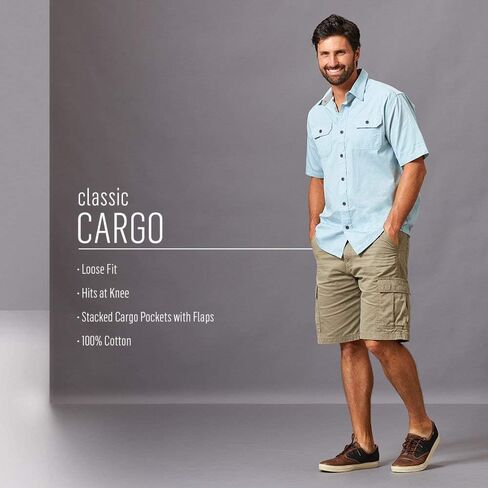 Wrangler Authentics Men's Classic Relaxed Fit Cargo Short, Black Twill, 42 in Saudi Arabia