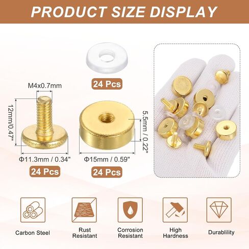 PATIKIL M4x0.7 Standoff Screws with Spacers, 24 Pack Wall Mounting Hardware Thumb Screw Fasteners for Acrylic Glass Signs Mirrors, Silver 14.5mm in Saudi Arabia