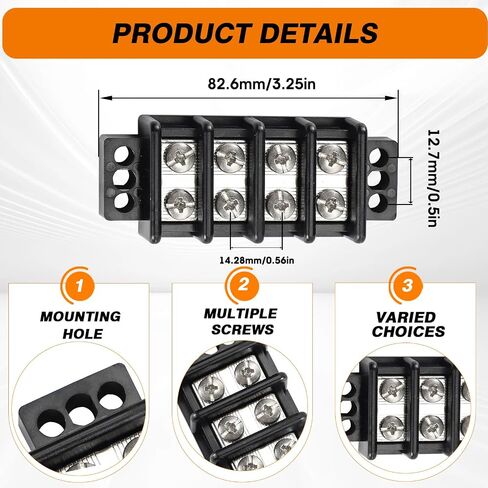 Terminal Blocks Double Row Stainless Steel 10-22 AWG Copper 600V/30A Rated 2-14 Poles Neat Circuit Solution 1 Pack TBD (2 Poles) in Kuwait